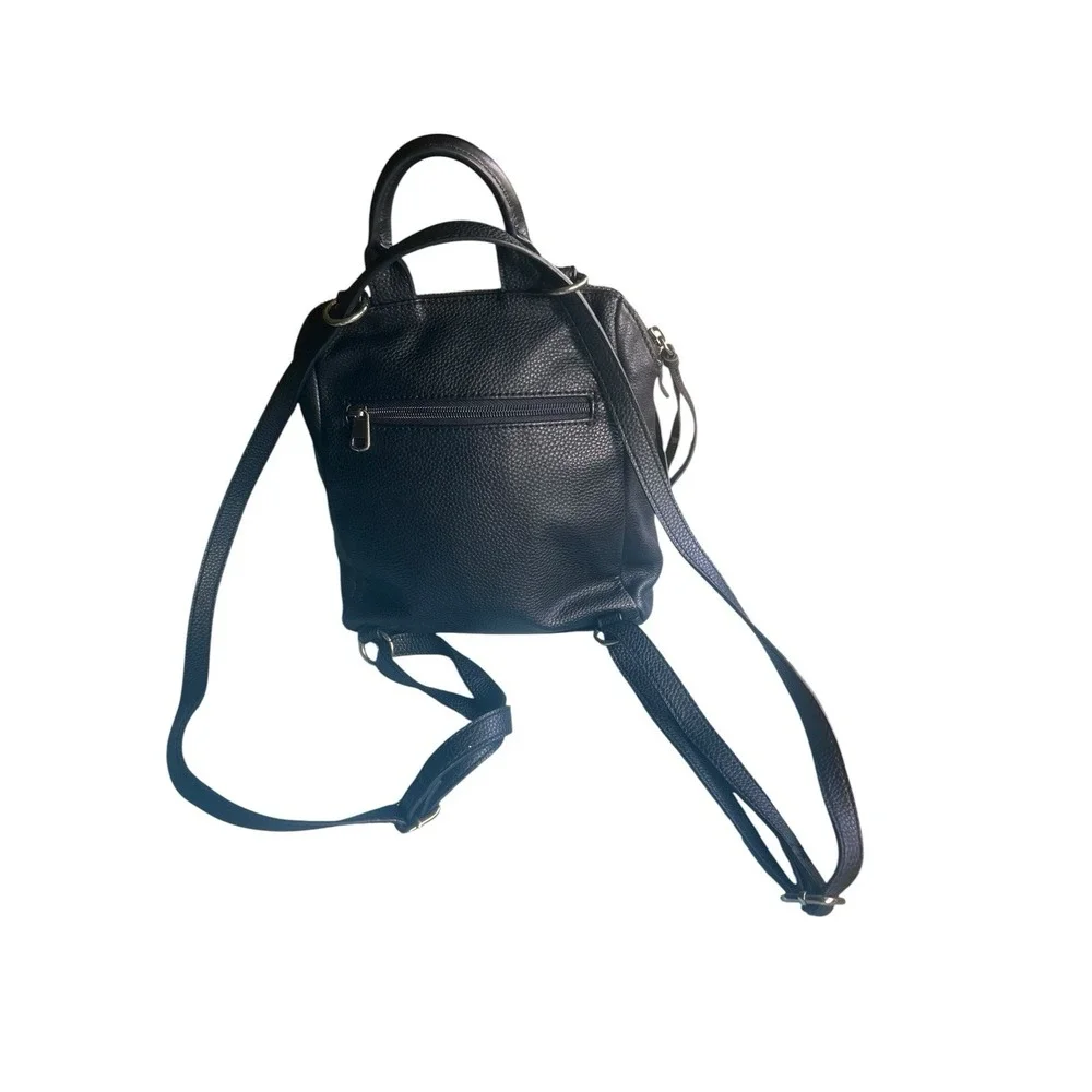 The Sak Loyola Mini Backpack Black Leather Convertible Crossbody Whipstitch Stud